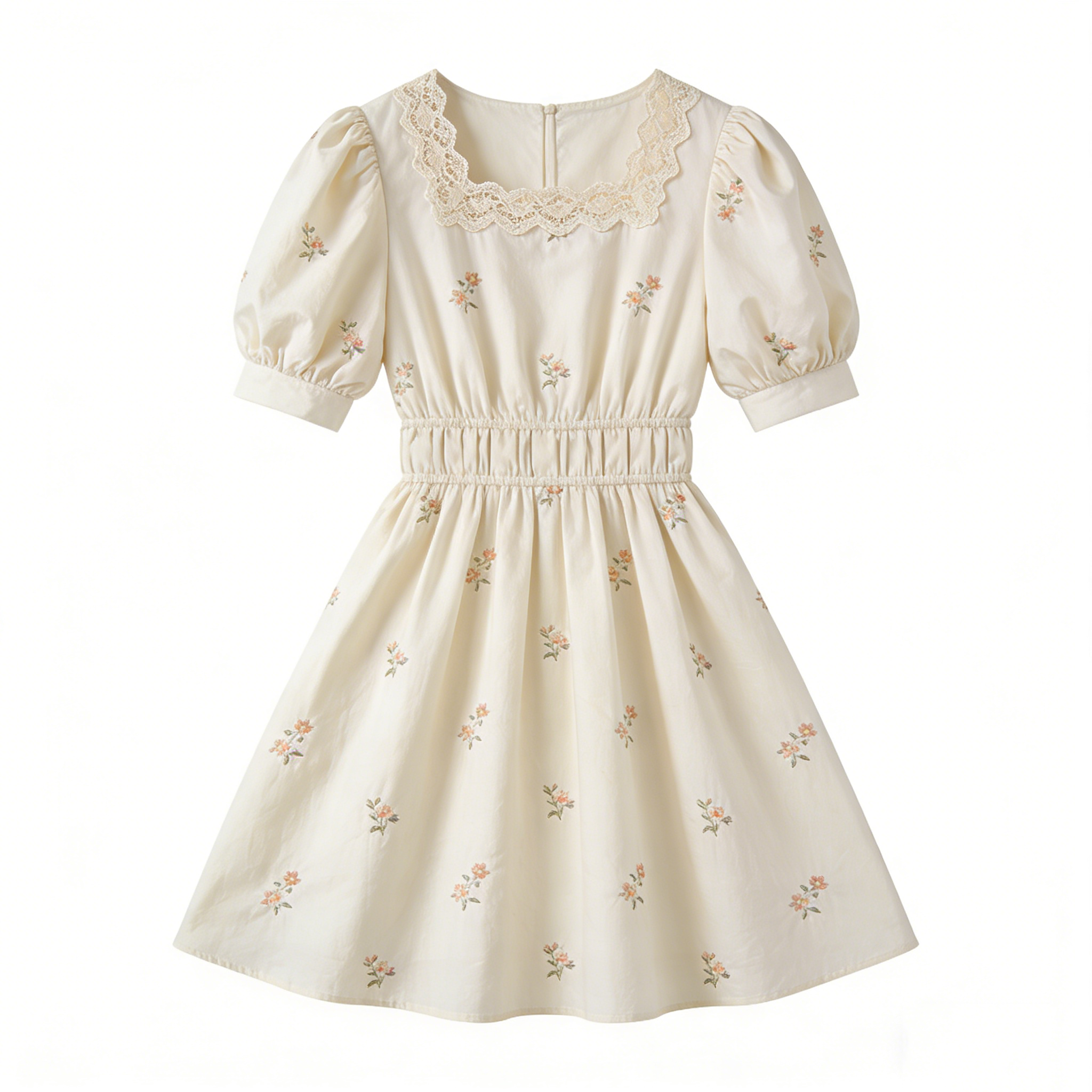 Square Neckline Puff Sleeve Mini Dress