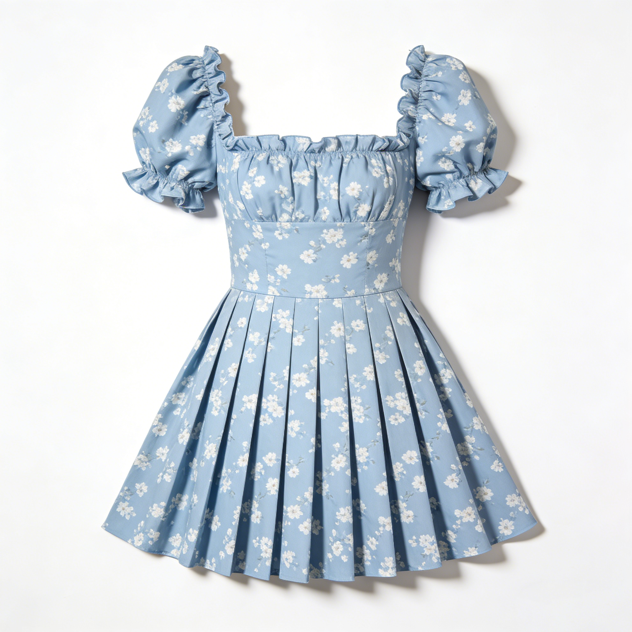 Gentle Floral Square Neck Dress