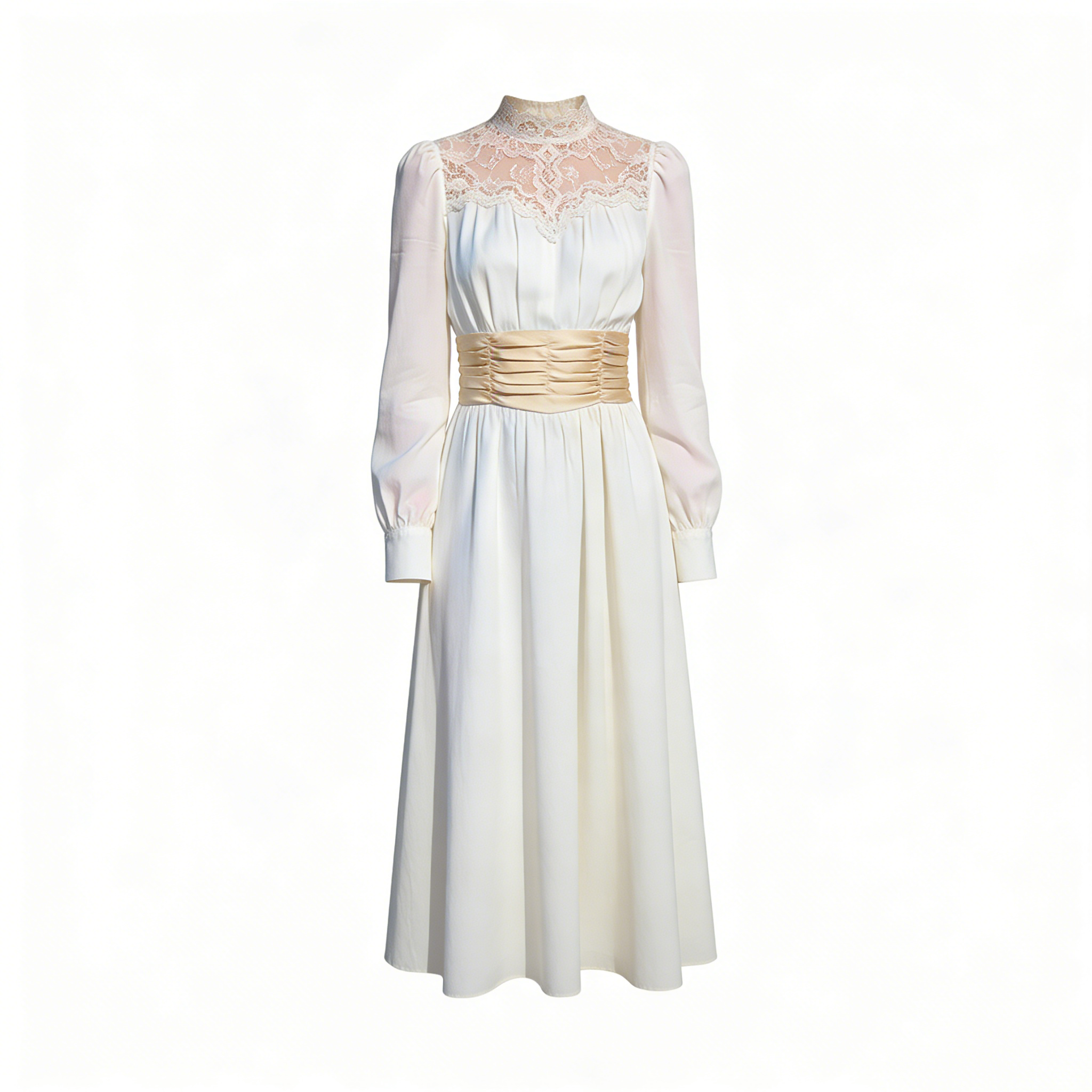 Lace High Neck Long Sleeve Dress