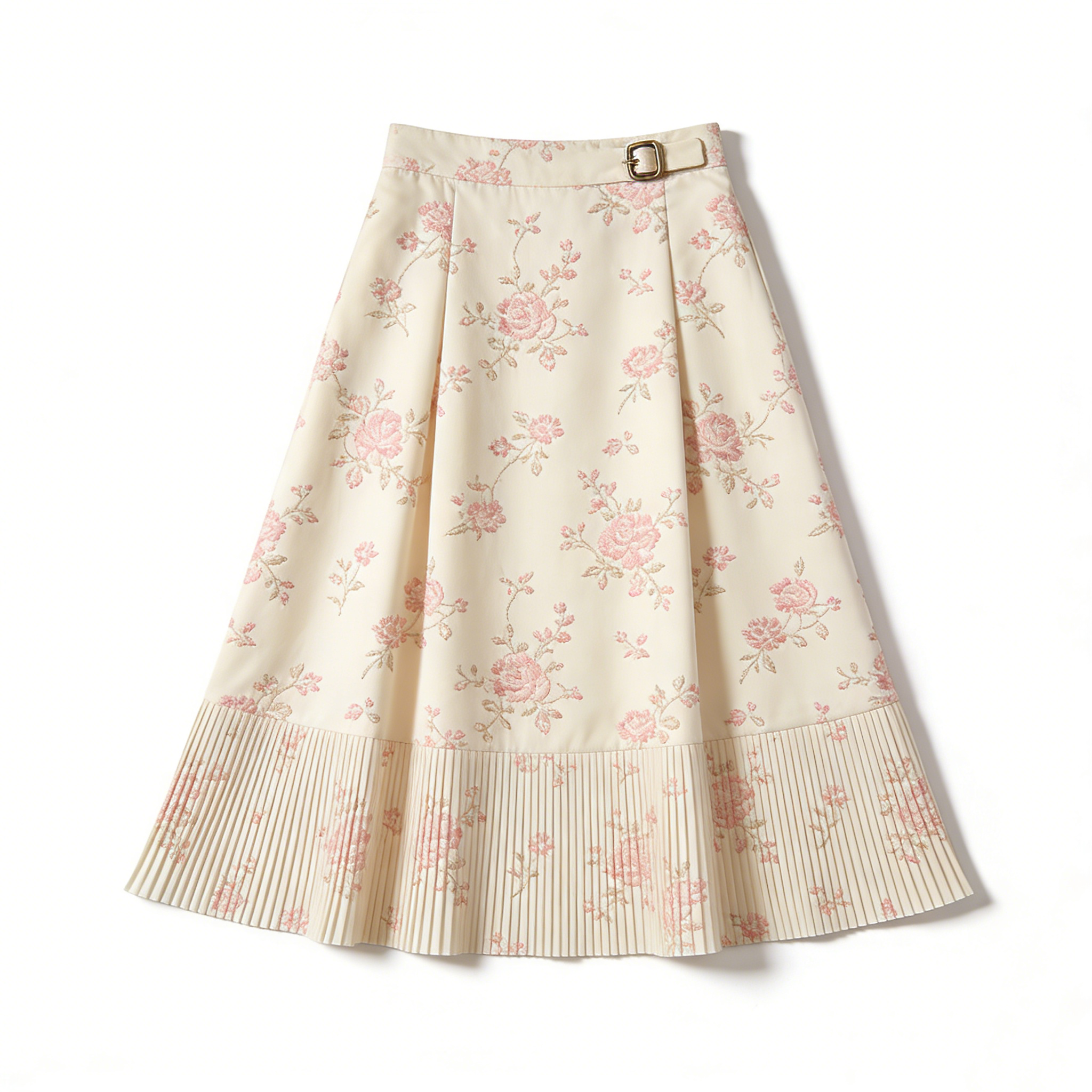 Pink Floral Print Midi Skirt
