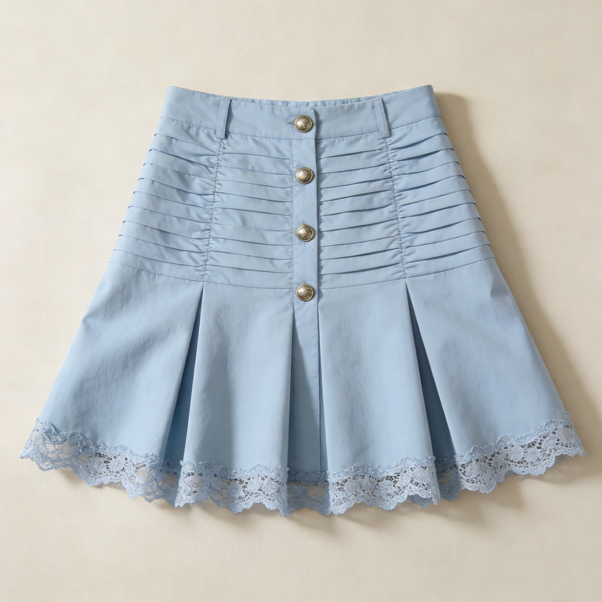 Light Blue Lace Trim Mini Skirt