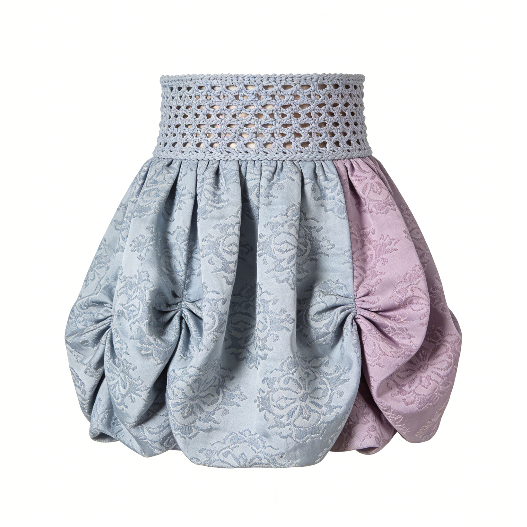 Color-Blocked Jacquard Puff Skirt