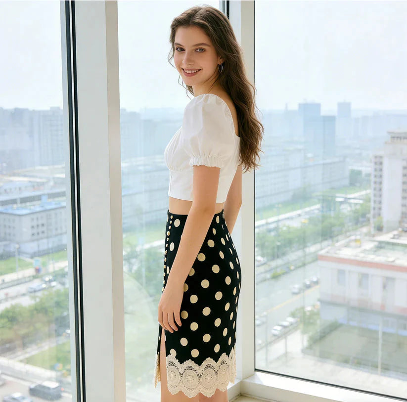 White Puff Sleeve Square Neck Crop Top