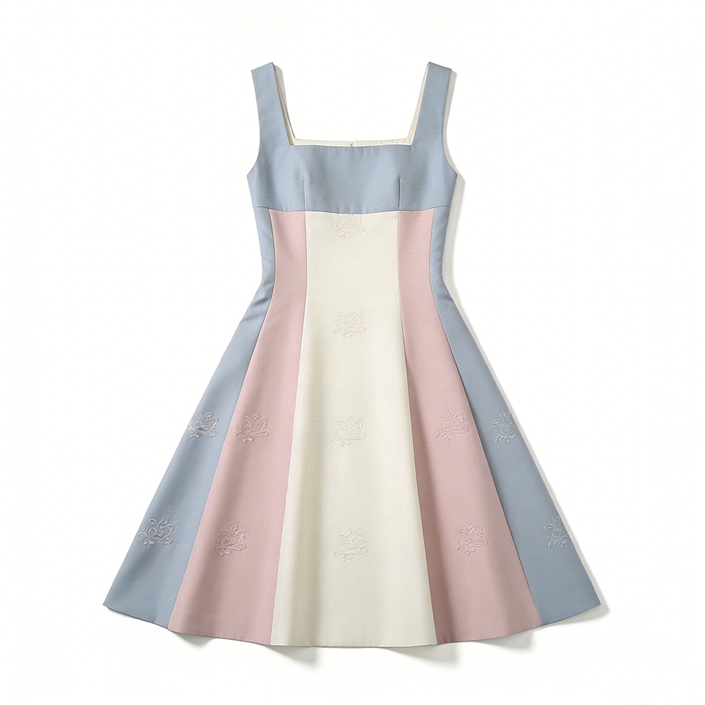 Retro Square Neck Sleeveless Dress